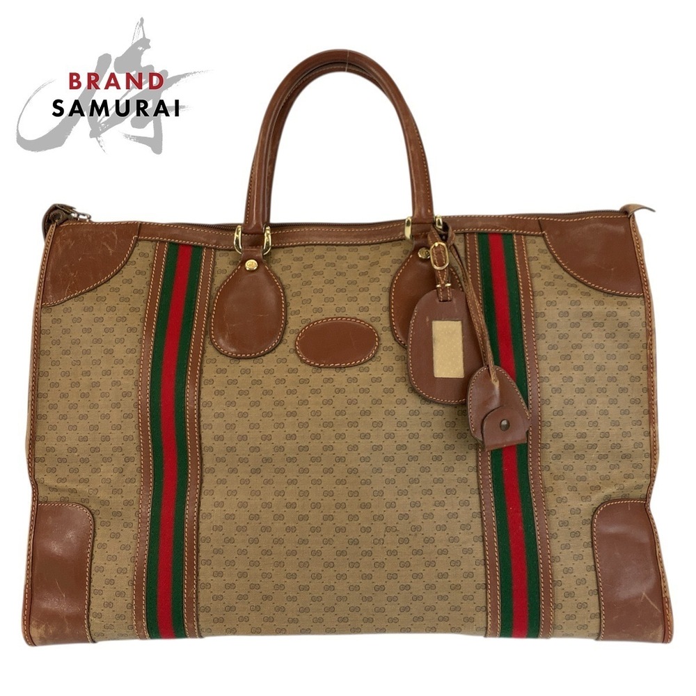 GUCCI GG Sherry Brown Boston Bag Handbag